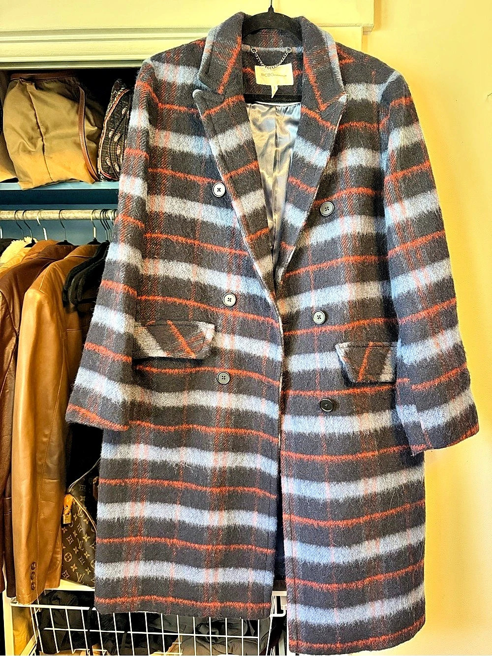 BCBG Generation Plaid Peacoat
